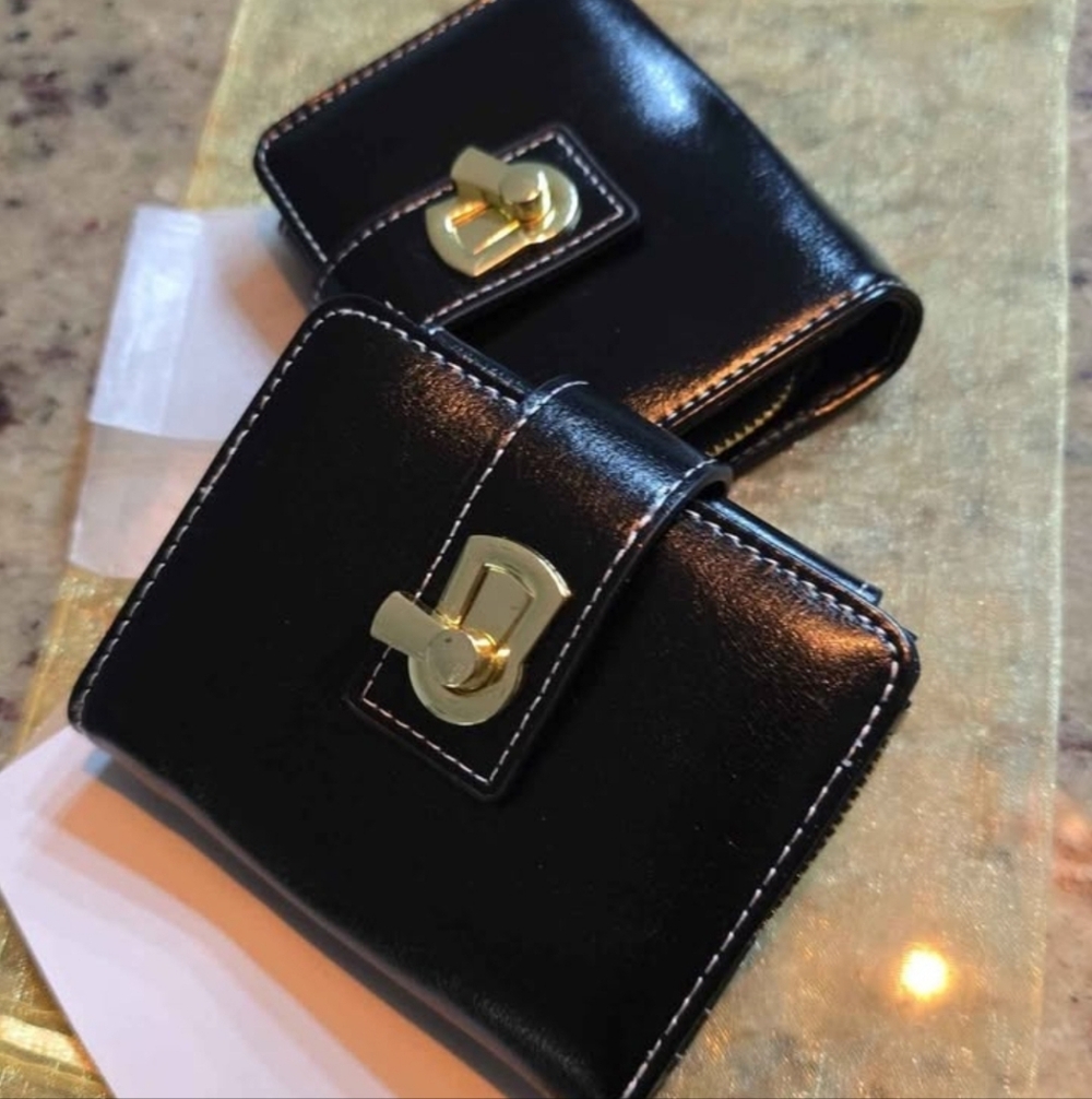 Black Wallet with Gold Accents